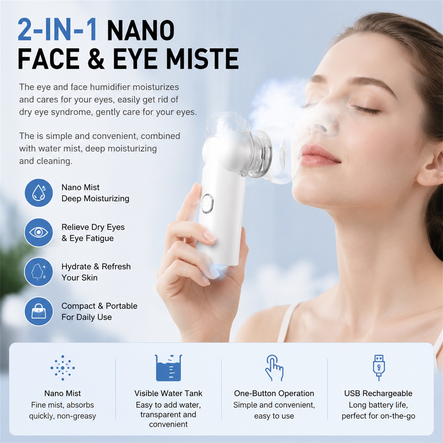 Face Steamer - Vaporizzatore facciale 2-IN-1 con rete, per